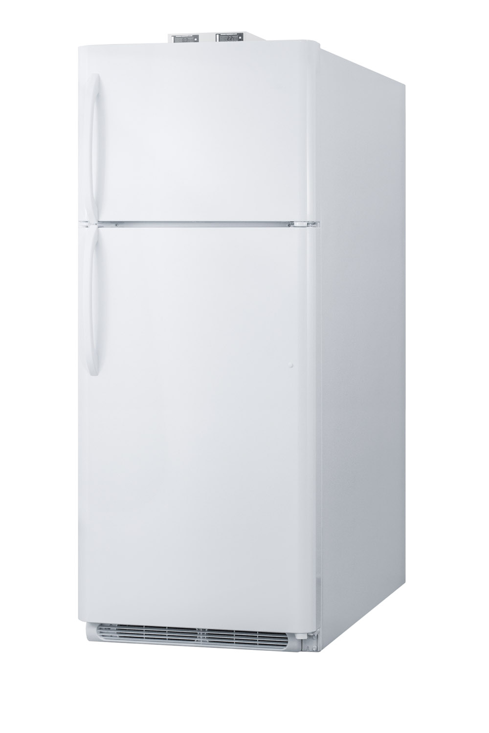 18 cu.ft. break room refrigerator-freezer in white with NIST calibrated alarm/thermometers